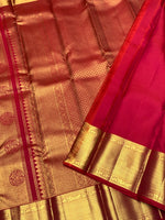 Load image into Gallery viewer, Classic Crimson Red 2gm Zari Bridal Elegance Kanchipuram Handloom Silk Saree SS28326
