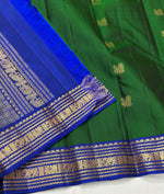 Load image into Gallery viewer, Classic Dark Green &amp; Royal Blue 1gm Zari Elegance Kanchipuram Handloom Silk Saree SS24725
