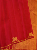 Load image into Gallery viewer, Classic Carmine Red Parrot Butta Small Border 2gm Zari Bridal Elegance Kanchipuram Handloom Silk Saree SS28368
