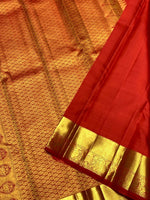Load image into Gallery viewer, Classic Brick Orange 2gm Zari Bridal Elegance Kanchipuram Handloom Silk Saree SS25721
