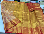Load image into Gallery viewer, Classic Shimmer Gold &amp; Chilli Red Brocade Tissue Bridal Elegance Kanchipuram Handloom Silk Saree SS27273
