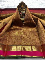 Load image into Gallery viewer, Classic Coffee Brown &amp; Deep Pink 2gm Zari Bridal Elegance Kanchipuram Handloom Silk Saree SS25269
