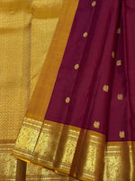 Load image into Gallery viewer, Classic Maroon &amp; Mustard 2gm Zari Vintage Elegance Kanchipuram Handloom Silk Saree SS27895
