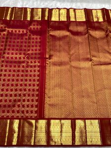 Classic Pinkish Orange 2gm Zari Bridal Elegance Kanchipuram Handloom Silk Saree SS25450
