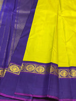 Load image into Gallery viewer, Classic Olive Green &amp; Violet 2gm Zari Elegance Kanchipuram Handloom Silk Saree SS25305

