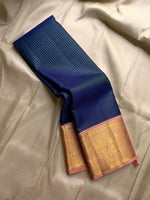 Load image into Gallery viewer, Classic Royal Blue &amp; Baby Pink Kanchipuram Handloom Silk Saree SS26027
