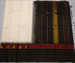 Load image into Gallery viewer, Classic Butter Cream &amp; Charcoal Black Elegance Kanchipuram Handloom Silk Saree SS24505
