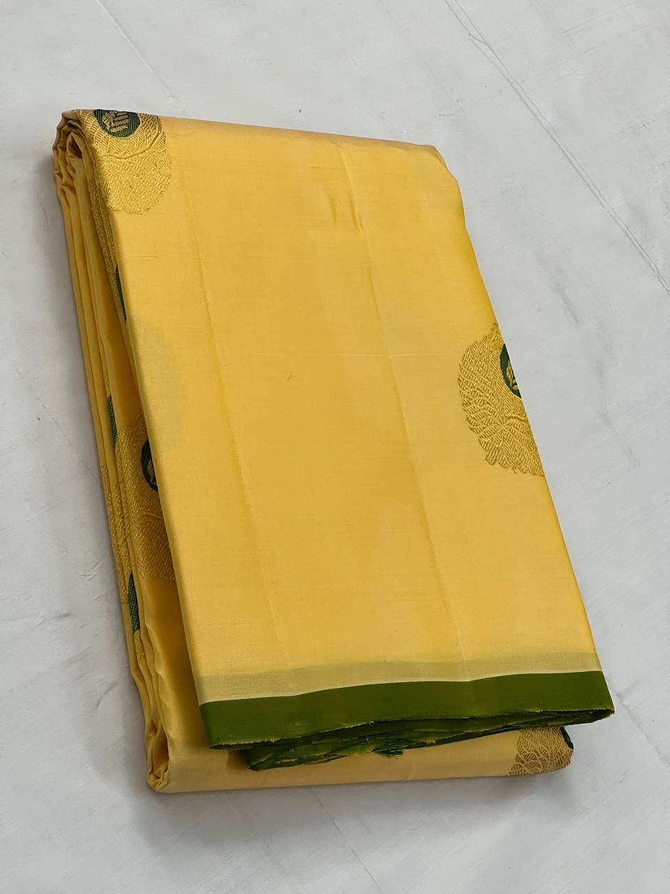 Classic Sunny Yellow 2gm Zari Elegance Kanchipuram Handloom Silk Saree SS25349