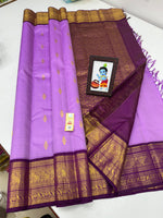 Load image into Gallery viewer, Classic Lavender &amp; Jam Plum 2gm Zari Bridal Elegance Kanchipuram Handloom Silk Saree SS23794
