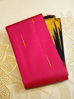 Load image into Gallery viewer, Classic Ruby Pink &amp; Charcoal Black Temple Border 2gm Zari Korvai Elegance Kanchipuram Handloom Silk Saree SS27409
