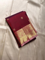 Load image into Gallery viewer, Classic Wine Red &amp; Rose Kanchipuram Handloom Silk Saree SS25961
