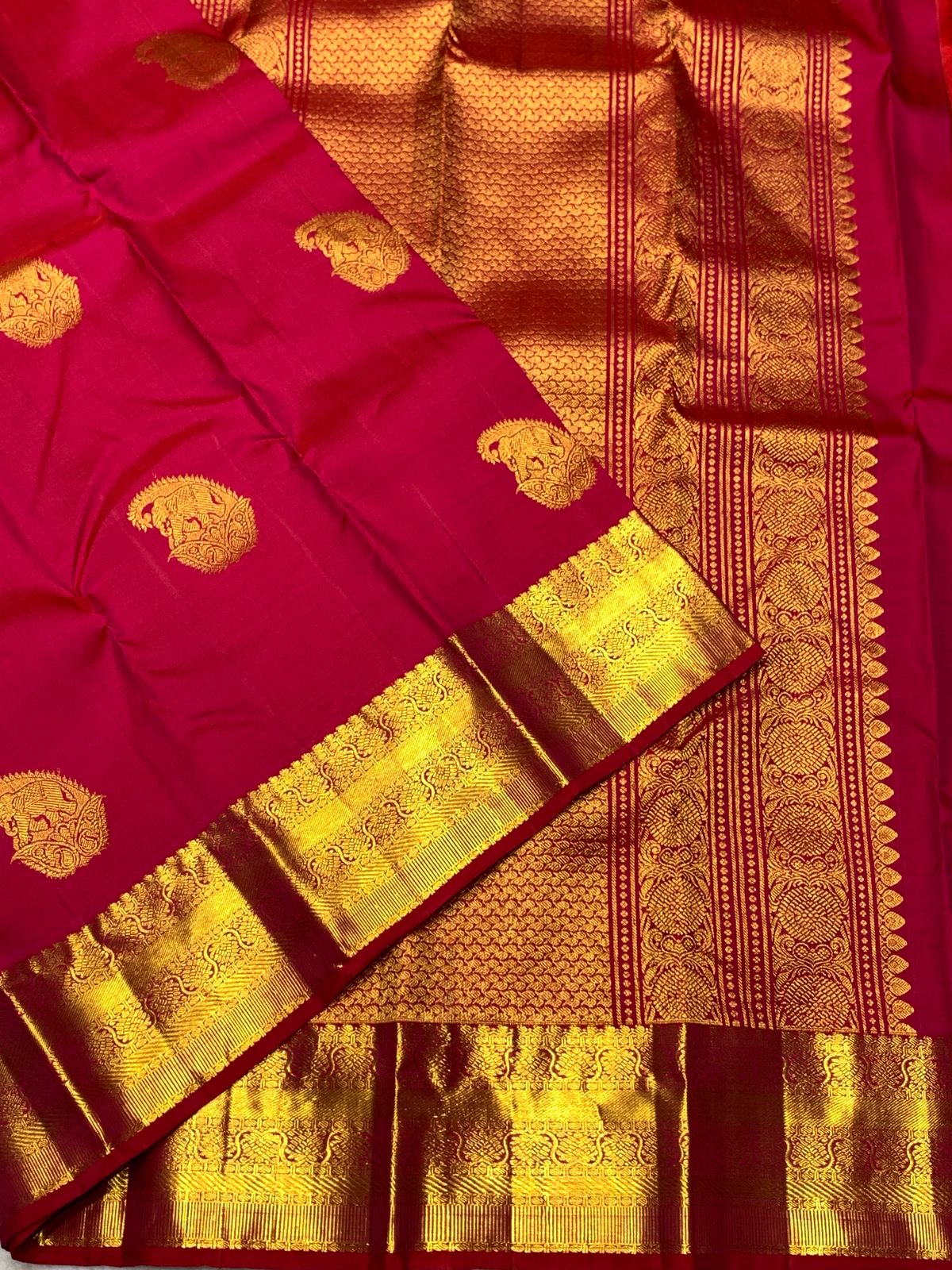 Classic Ruby Pink 2gm Zari Elegance Kanchipuram Silk Saree SS24014