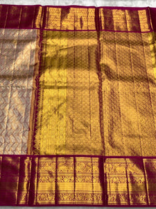 Pastel Pink & Ruby Pink 2gm Zari Bridal Elegance Kanchipuram Handloom Silk Saree SS25284