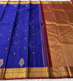 Load image into Gallery viewer, Classic Navy Blue &amp; Maroon 2gm Zari Elegance Kanchipuram Handloom Silk Saree SS24816
