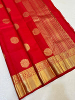 Load image into Gallery viewer, Classic Scarlet Red Elegance Kanchipuram Handloom Silk Saree SS24326
