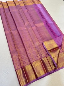 Classic Onion Pink Elegance Kanchipuram Handloom Silk Saree SS24704