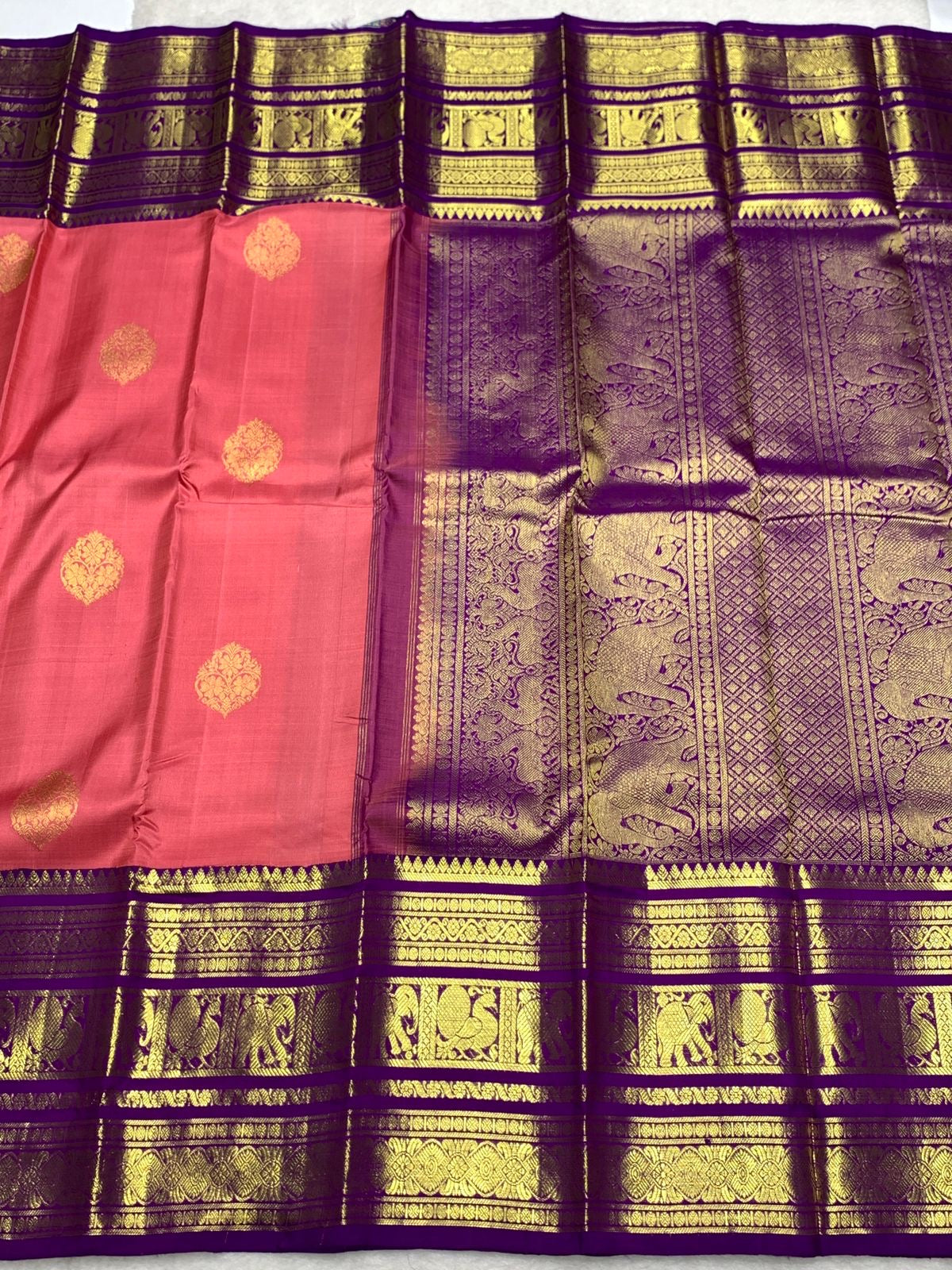 Classic Rose & Vadamalli 2gm Zari Bridal Elegance Kanchipuram Handloom Silk Saree SS25276
