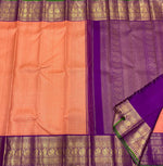 Load image into Gallery viewer, Classic Peach &amp; Violet Elegance Kanchipuram Handloom Silk Saree SS24716
