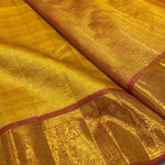 Load image into Gallery viewer, Classic Golden Yellow &amp; Peanut Butter Brown 1gm Zari Bridal Elegance Kanchipuram Handloom Silk Saree SS24633
