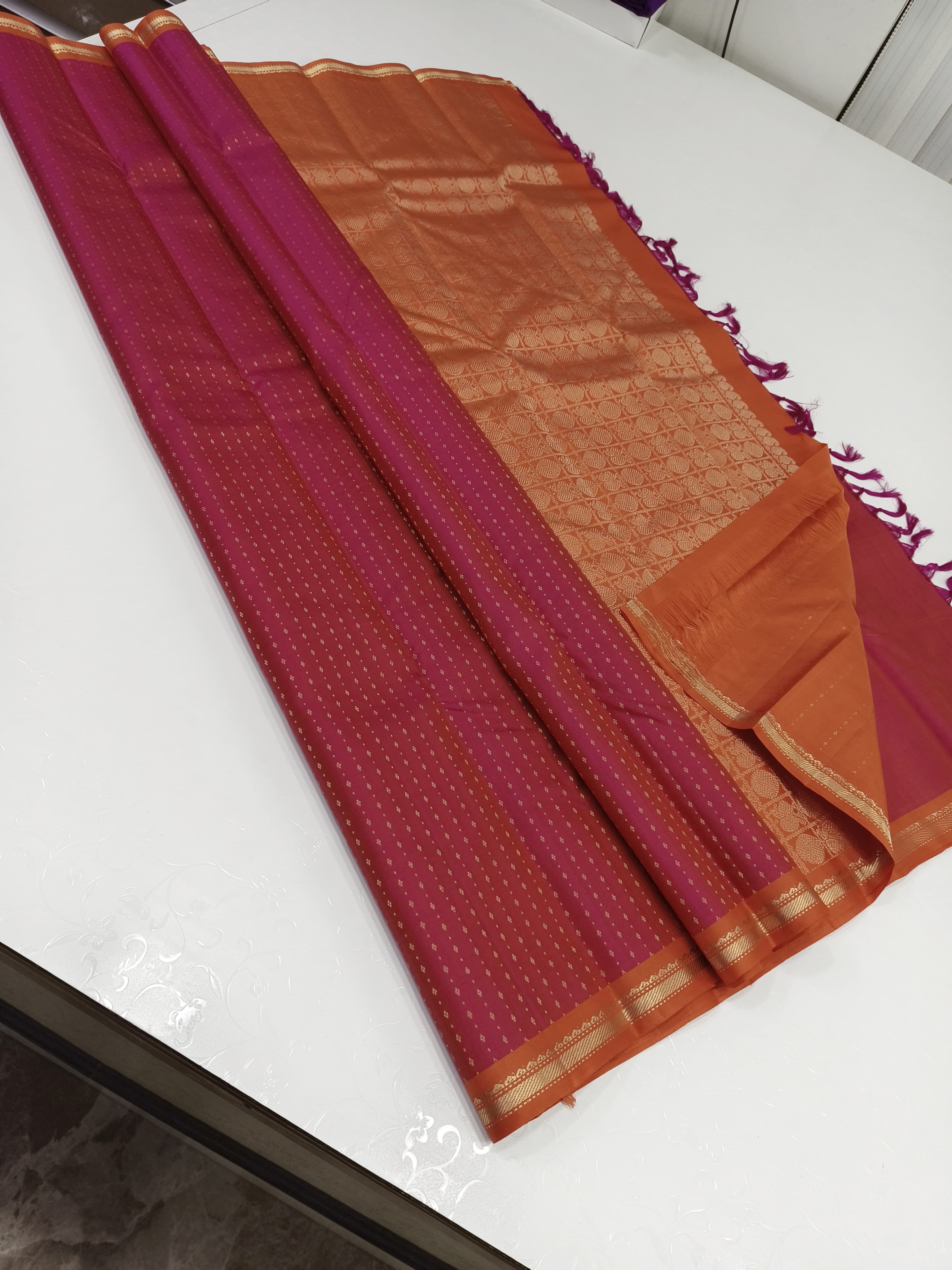 Classic Brick Orange 2gm Zari Elegance Kanchipuram Silk Saree SS23947