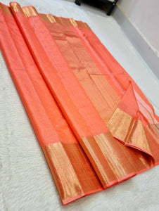 Classic Peach Elegance Kanchipuram Silk Saree SS23822