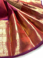 Load image into Gallery viewer, Classic Wine Pink &amp; Onion Pink 2gm Zari Bridal Elegance Kanchipuram Handloom Silk Saree SS25445
