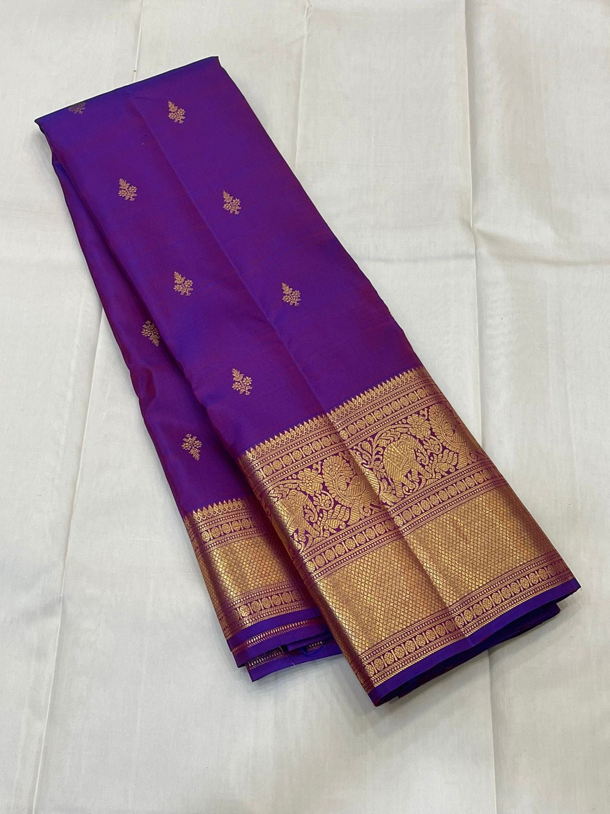 Classic Vadamalli Purple 2gm Zari Bridal Elegance Kanchipuram Handloom Silk Saree SS24810