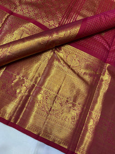 Classic Maroon Pink Elegance Kanchipuram Silk Saree SS23915