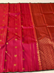 Classic Berry Pink 2gm Elegance Kanchipuram Handloom Silk Saree SS20541