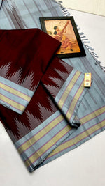 Load image into Gallery viewer, Classic Mahogany Red &amp; Ash Grey Kanchipuram Handloom Silk Saree SS26261
