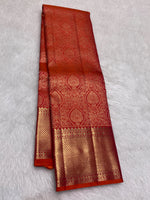 Load image into Gallery viewer, Classic Rustic Orange 2gm Zari Bridal Elegance Kanchipuram Handloom Silk Saree SS28200
