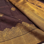 Load image into Gallery viewer, Classic Coffee Brown 2gm Zari Korvai Bridal Elegance Kanchipuram Handloom Silk Saree SS24223
