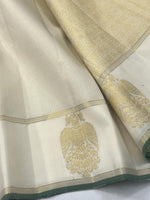 Load image into Gallery viewer, Classic Butter Cream 2gm Zari Elegance Kanchipuram Handloom Silk Saree SS27534
