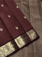 Load image into Gallery viewer, Classic Pecan Brown 2gm Zari Kanchipuram Handloom Silk Saree SS26419

