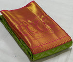 Load image into Gallery viewer, Classic Kelly Green &amp; Fuchsia Pink 2gm Zari Brocade Bridal Elegance Kanchipuram Handloom Silk Saree SS23643
