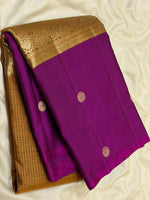 Load image into Gallery viewer, Classic Mustard &amp; Wine Red 2gm Zari Elegance Kanchipuram Handloom Silk Saree SS27605
