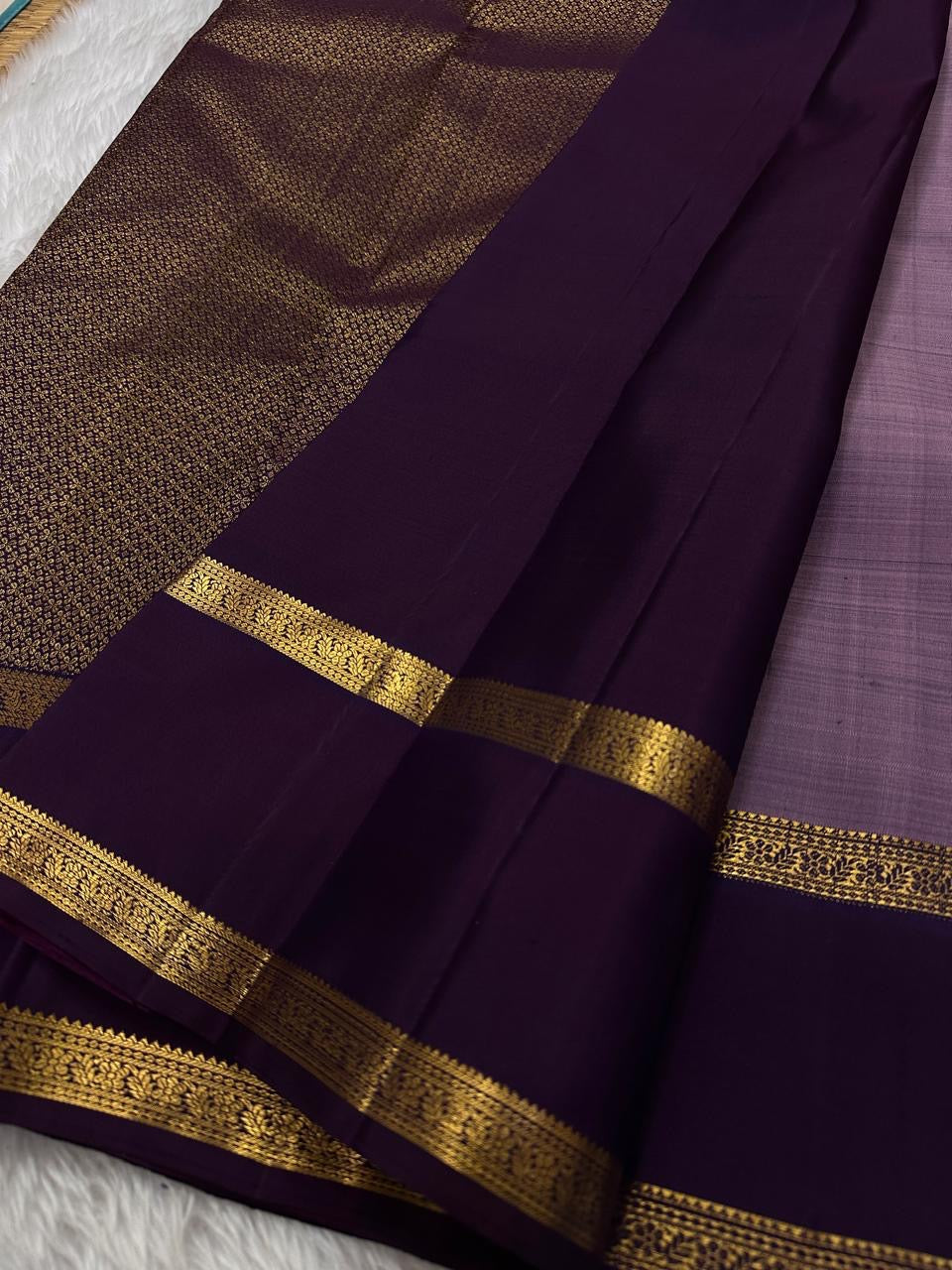 Classic Mauve & Plum 2gm Zari Elegance Kanchipuram Handloom Silk Saree SS24137