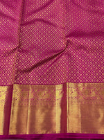 Load image into Gallery viewer, Classic Spring Green &amp; Dark Pink 2gm Zari Elegance Kanchipuram Handloom Silk Saree SS25246
