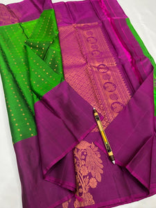 Classic Green & Wine Red Kanchipuram Handloom Silk Saree SS26037