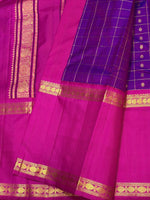 Load image into Gallery viewer, Classic Vadamalli &amp; Fuchsia Pink 2gm Zari Oosi Checks Elegance Kanchipuram Handloom Silk Saree SS28567
