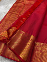 Load image into Gallery viewer, Classic Crimson Red Bridal Elegance Kanchipuram Handloom Silk Saree SS26227
