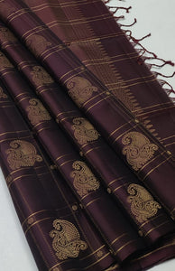Classic Dark Chocolate Elegance Handloom Soft Silk Saree SS25875