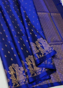 Classic Royal Blue Handloom Soft Silk Saree SS22692