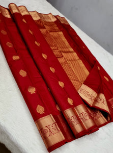 Classic Brick Red Elegance Kanchipuram Silk Saree SS23794