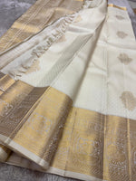 Load image into Gallery viewer, Classic OffWhite Bridal Elegance Kanchipuram Handloom Silk Saree SS26086
