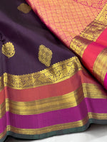 Load image into Gallery viewer, Classic Plum &amp; Dark Pink 2gm Zari Elegance Kanchipuram Handloom Silk Saree SS25278
