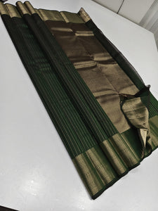 Classic Pine Green Kanchipuram Handloom Silk Saree SS25674