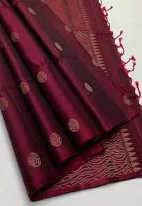 Classic Maroon Elegance Handloom Soft Silk Saree SS25175