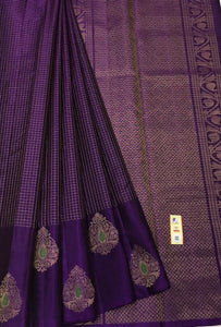 Classic Violet Elegance Handloom Soft Silk Saree SS26489