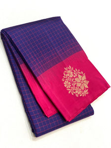 Classic Violet & Deep Pink Elegance Kanchipuram Handloom Silk Saree SS23540